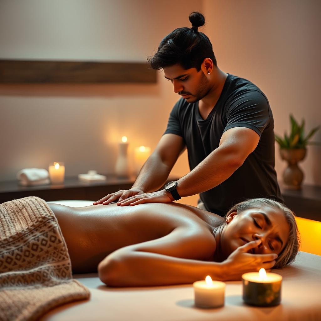 Mãos deslizando pelo corpo do parceiro, representando a importância da massagem e das preliminares.